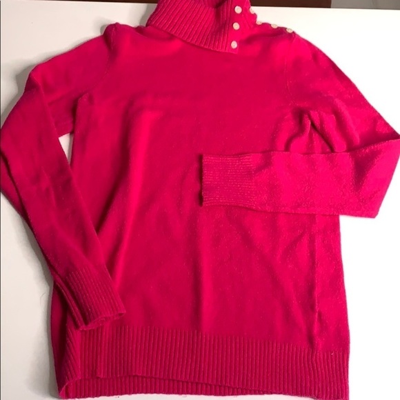 Gap Hot Pink Button turtleneck Sweater pullover medium women’s - Picture 6 of 7